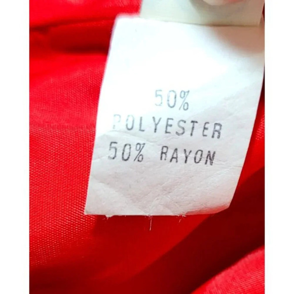 Vtg Raul Blanco Dress 12 Deadstock Red Secretary Dress Woven Gold Buttons Classy - Picture 13 of 16